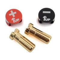 1UP Racing LowPro Bullet Plug Grips w / 5mm Bullets (Noir / Rouge)