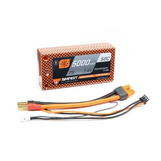 Spektrum RC 2S 50C Smart LiPo Shorty Pack Batterie w/Tubes (7.4V/5000mAh)