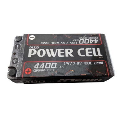 Tekin Power Cell 2S Hard Case ULCG Shorty 120C Graphene LiPo Battery (7.6V/4400mAh) w/5mm Bullets